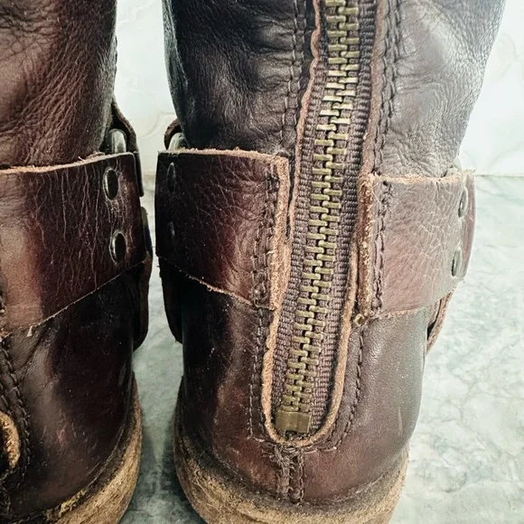 Frye Rich Brown Leather Boots - New Sz 7 Made in Mexico - Picture 7 of 14